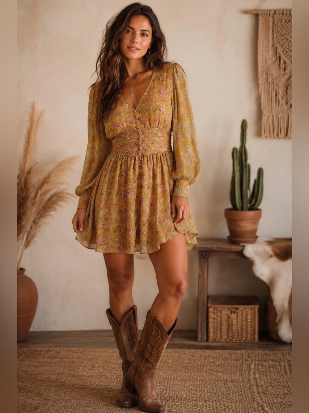 ✨NEW HOUSE OF HARLOW 1960 REVOLVE FLORAL METALLIC DRESS S - Picture 1 of 4